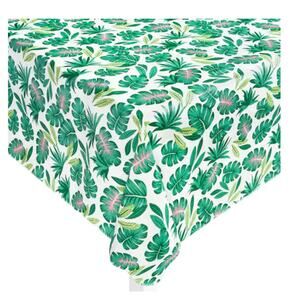 Tropical 52” x 70" Green Leaves Monstera Summer Vinyl Tablecloth - NEW